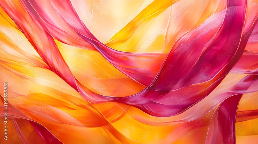 Poster dynamic flow of colorful fabrics abstract space digital artwork vibrant environment close-up view fl