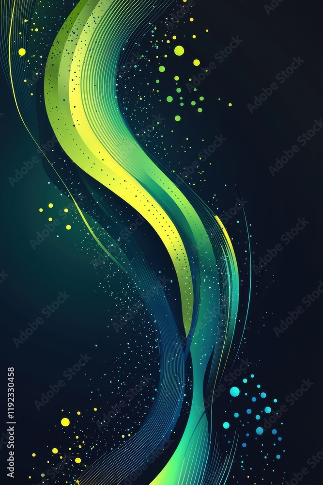 Poster abstract background with colorful falling lines and dots