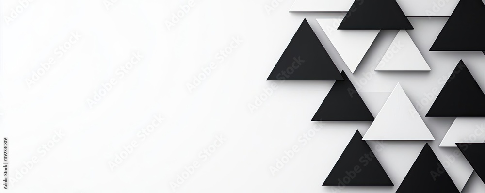Poster triangle abstract background idea. modern geometric pattern with black and white triangles against a