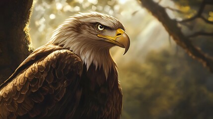 Fototapeta premium Eagle on the tree branch