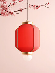 Obraz premium Isolated 3d red lantern on the background