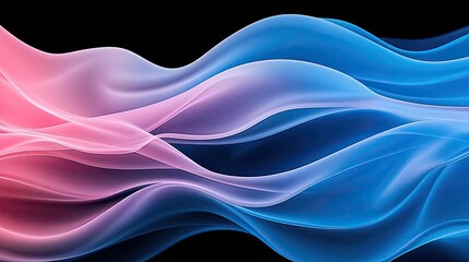 Obraz premium Blurred abstract background concept. Abstract wavy fabric texture in pink and blue shades on a black background.