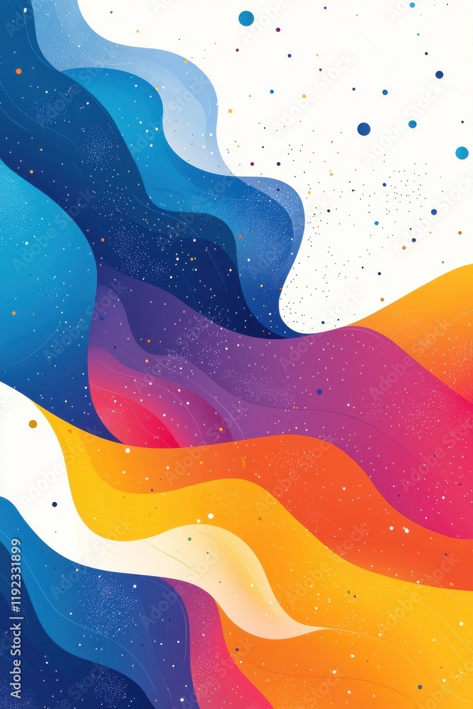 Poster colorful abstract flat design background with flowing shapes and textures