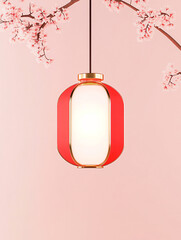 Obraz premium Isolated 3d red lantern on the background