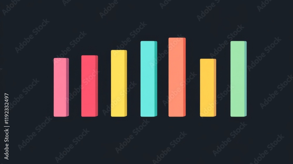 Poster a clean and sharp financial bar graph with colorful bars, displaying growth trends over time on a hi