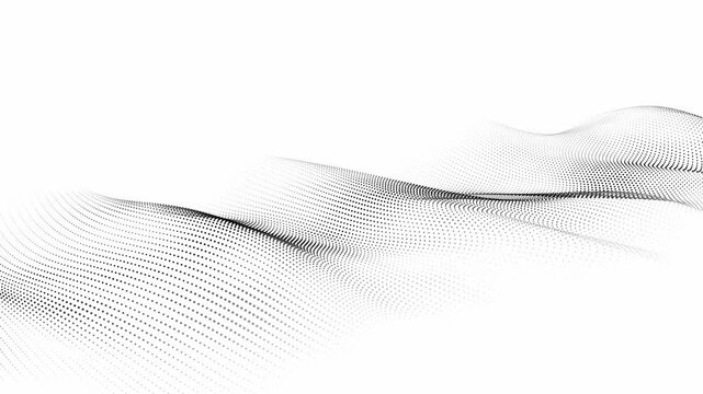 Futuristic wave of black smoothly moving dots on a white background. 3D rendering.