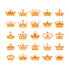 Crown icon vector set on a  with white background