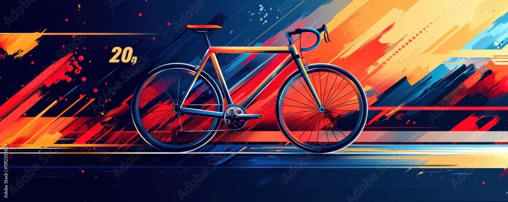 Poster vibrant abstract bicycle design with dynamic colorful graphics