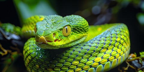 Obraz premium Green snake background. Generated AI