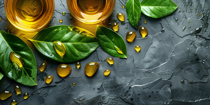 Green tea on snote background. Generated AI