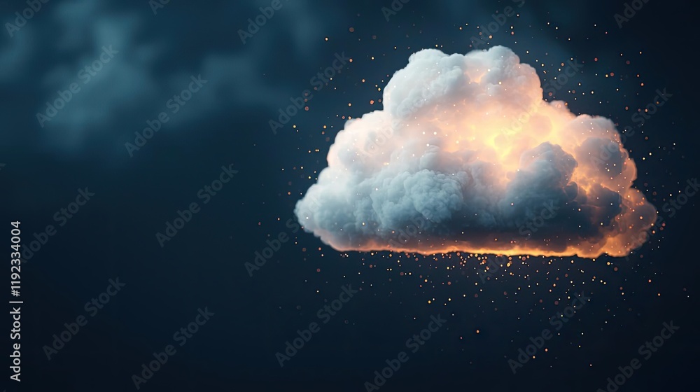 Poster cloudy abstract background idea. dramatic cloud formation with glowing edges and falling rain, creat