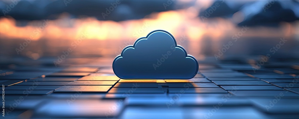 Aufkleber cloudy abstract background idea. futuristic cloud icon located on a digital interface with vibrant s
