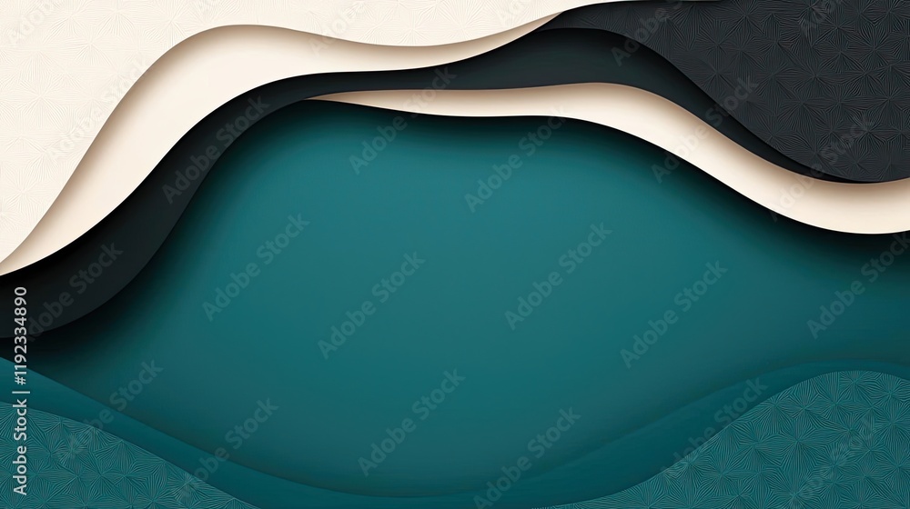 Poster triangle abstract background idea. abstract layered shapes in teal, black, and beige create a modern
