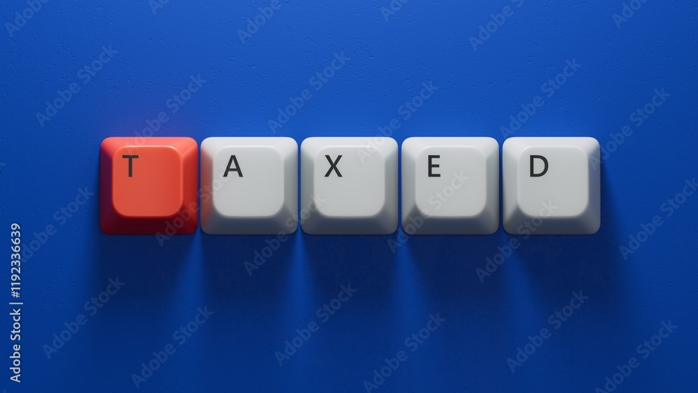 Fototapete computer keyboard keys with taxes business word.close up of computer keyboard keys,business concept.