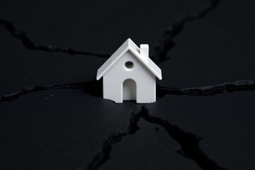 White House Model on Cracked Black Surface Fragility, Risk, Instability