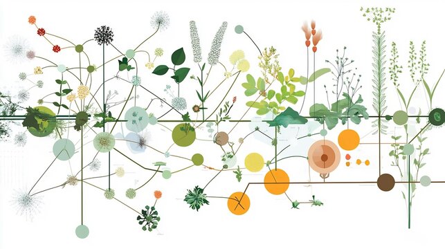 Symbolic depiction of plant ecology highlighting nutrient cycles interconnected ecosystems the balance between plants and their environment