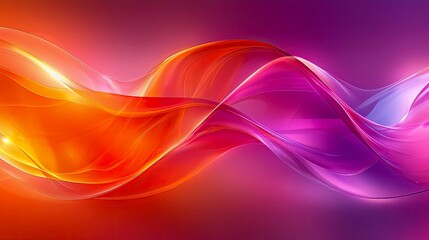 Naklejka premium Abstract Flowing Waves: Vibrant Orange, Pink, and Purple Gradient Background