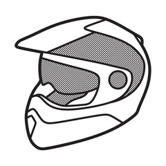 black and white vector image, simple full face helmet, facing left