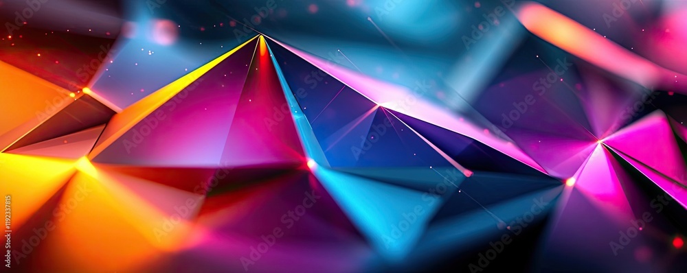 Poster triangle abstract background idea. vibrant abstract geometric shapes in colorful 3d design with a mo