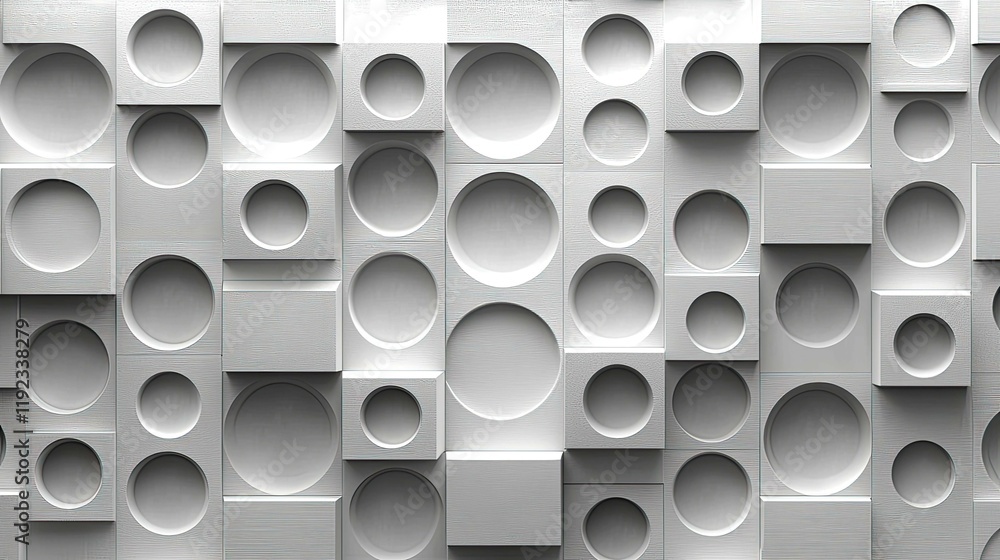 Poster abstract geometric wall design: circles and squares pattern texture - modern minimalist architecture