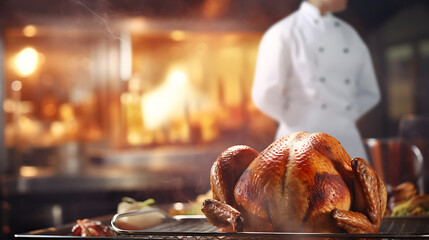 Obraz premium Cooked turkey, wallpaper, the delicious taste that can be enjoyed with the whole family