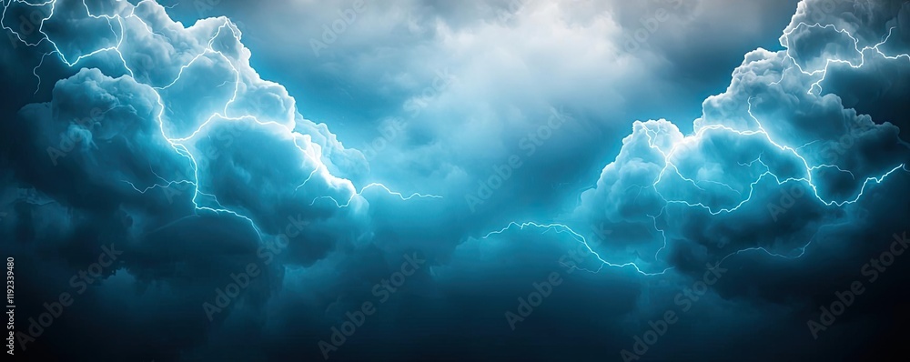 Aufkleber cloudy abstract background idea. dramatic storm clouds illuminated by striking flashes of lightning 