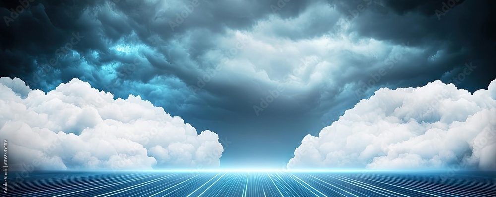 Poster cloudy abstract background idea. an expansive view of clouds with a blue horizon, creating a serene 