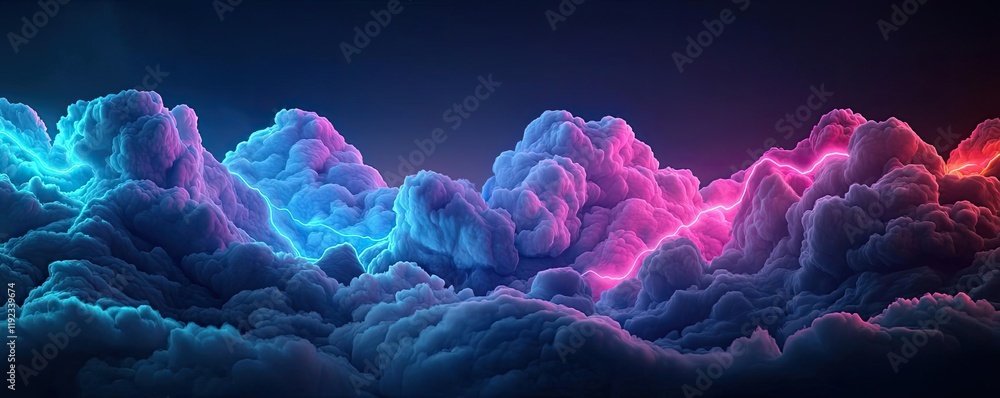 Aufkleber cloudy abstract background idea. vibrant neon clouds create a surreal atmosphere, blending colors of
