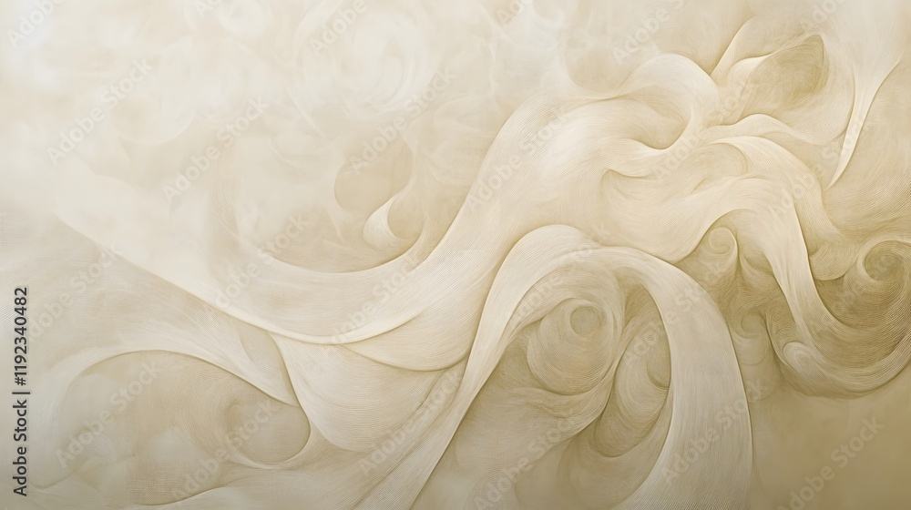 Poster abstract flowing patterns digital art soft color palette modern design serene atmosphere