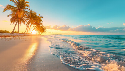 Palm tree on the beach summer landscape