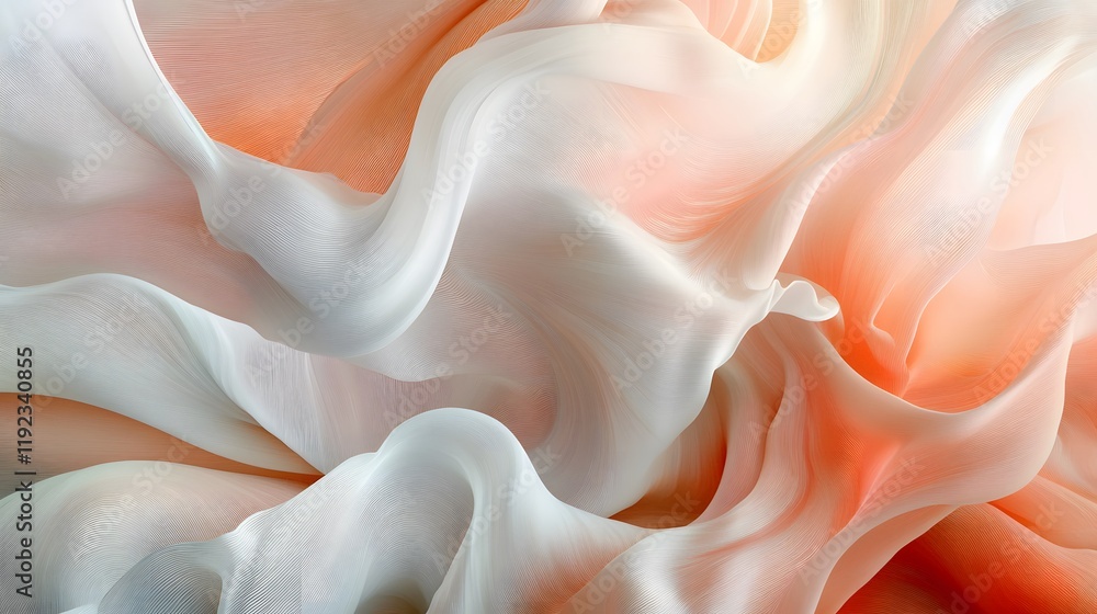 Poster flowing fabric abstract art soft textures digital creation studio setting close-up perspective moder