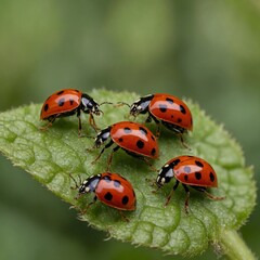 Obraz premium Ladybirds, also known as ladybugs or lady beetles, are small, colorful beetles belonging to the Coccinellidae family. 