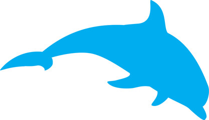 Blue dolphin silhouette vector illustration for print and digital use. Fully editable, scalable, and ideal for creative designs, marine themes, and professional projects