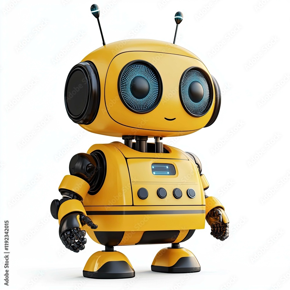 Poster adorable yellow robot: a glimpse into the future of ai and robotics