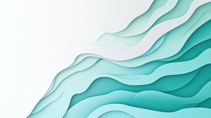 Abstract Teal and White Papercut Waves Design Background Illustration