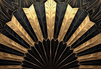 Retro 1920s Abstract Art Deco Background: Stunning Geometric Patterns in Black, Gold, and Silver for Vintage Aesthetics
