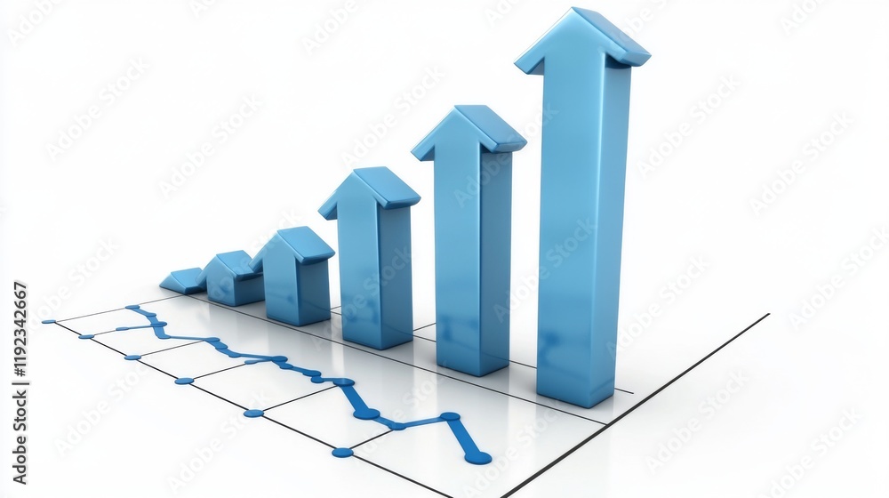 Aufkleber a digital representation of a financial bar graph with rising bars, showing a positive market trend,