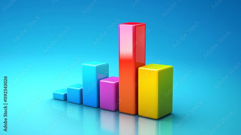 Fototapete a dynamic and colorful financial bar graph showing positive market trends with a modern tech interfa