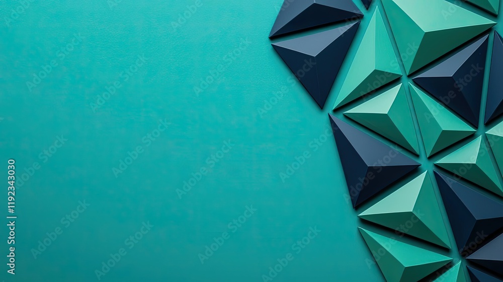 Poster triangle abstract background idea. geometric patterns with vibrant teal shades, ideal for modern des