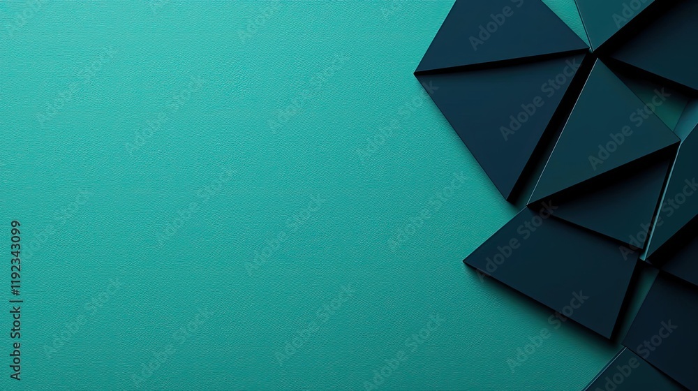 Poster triangle abstract background idea. abstract geometric background featuring dark triangles on a teal 