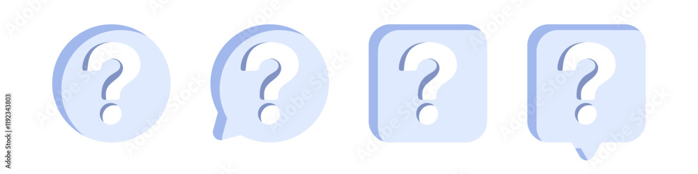 Poster question mark icons. set of speech bubble with question mark in flat style. faq, support, help conce