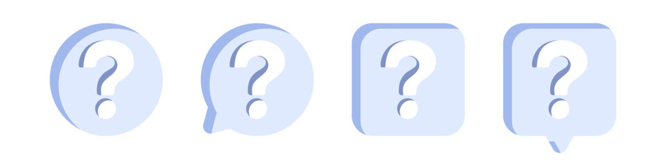 Question mark icons. Set of Speech bubble with question mark in flat style. FAQ, support, help concept. Vector illustration isolated on white background.