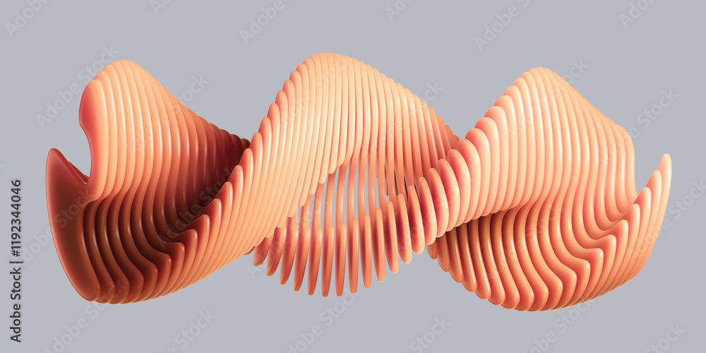 Fototapete Minimal geometric background with orange twisted shape. 3d rendering illustration.