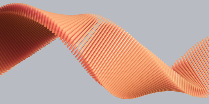Minimal geometric background with orange wavy shape. 3d rendering illustration.