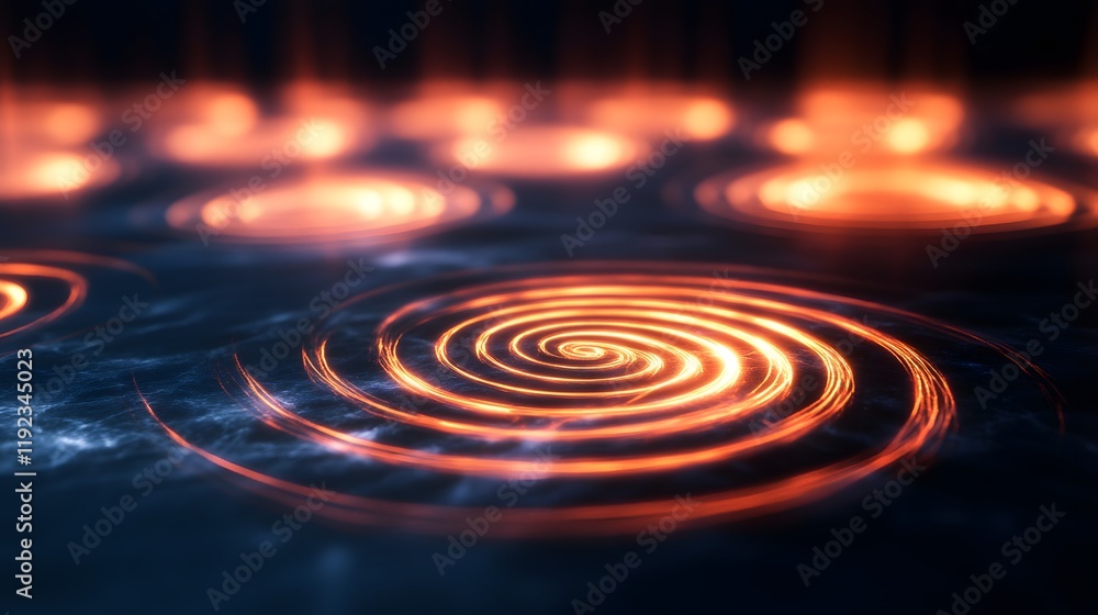 Aufkleber dynamic spiral patterns of light on water surface digital art underwater abstract close-up illuminat
