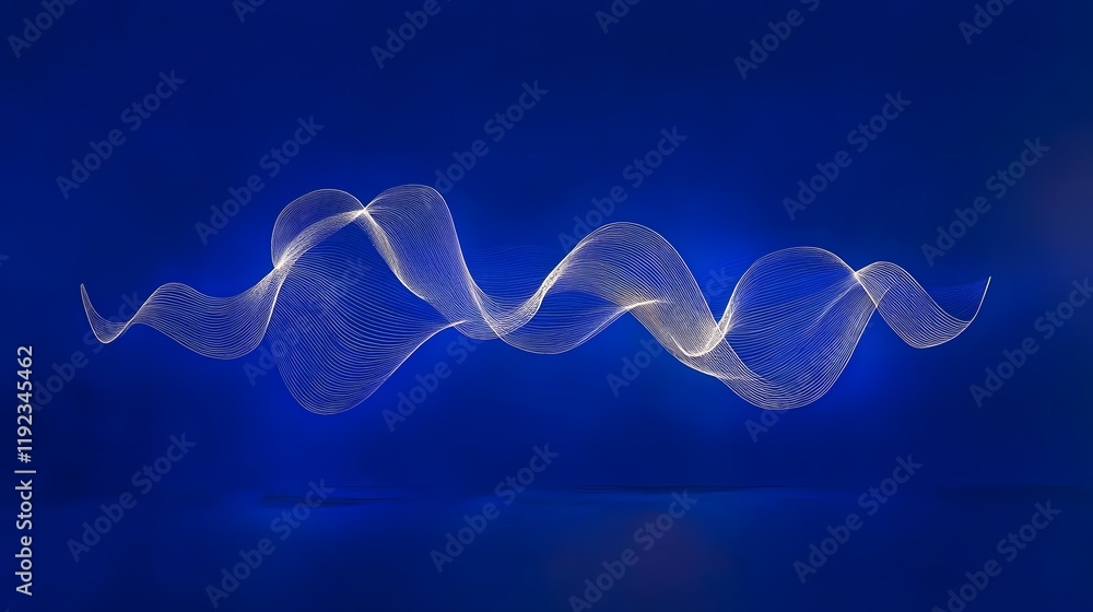 Poster dynamic wave patterns in blue abstract graphic design digital artwork modern aesthetic digital viewp