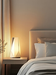 Warm bedside lighting illuminates a cozy bedroom scene, perfect for relaxation and peaceful sleep.