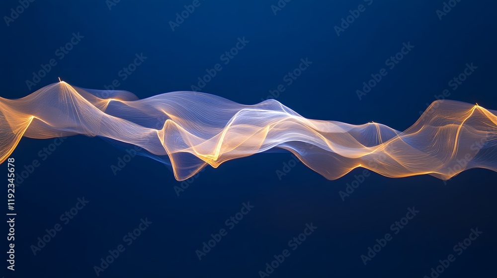 Poster dynamic flow of light waves abstract digital art vibrant colors smooth textures ethereal design conc