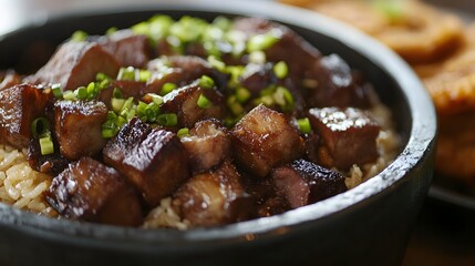Delicious Braised Beef Cubes Served Over Rice