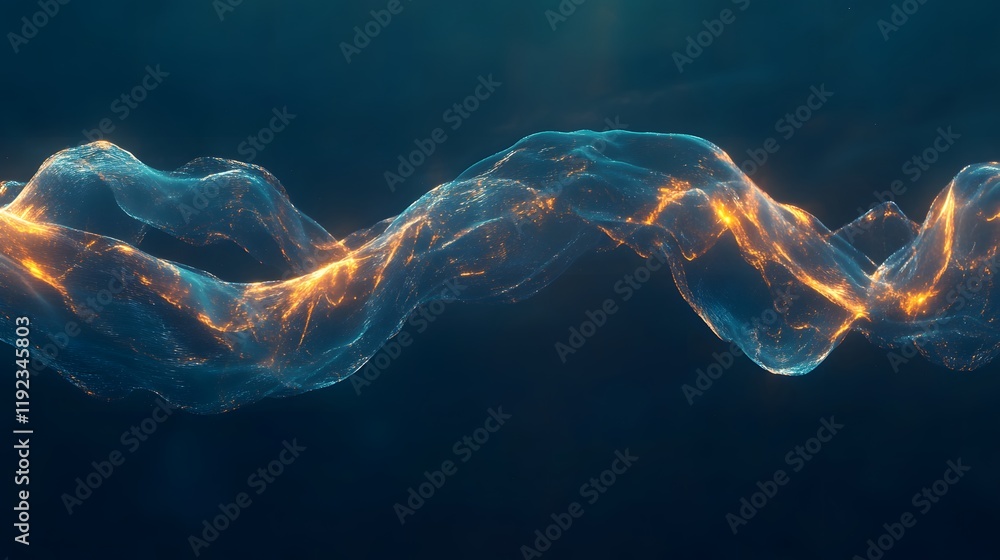 Poster dynamic flow of light and water waves underwater scene abstract visuals dark environment close-up vi